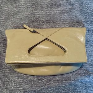 Authentic Leather Cream HOBO Fold over Clutch